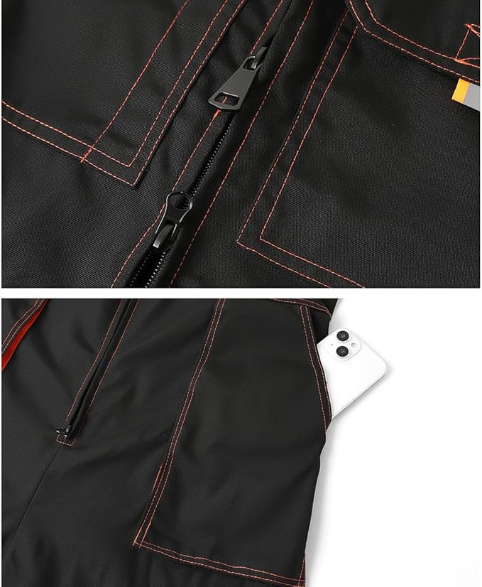 Men's Sleeveless Coveralls Multi-Functional Mechanics Workwear Stylish Work Coveralls Overalls Cargo Jumpsuit