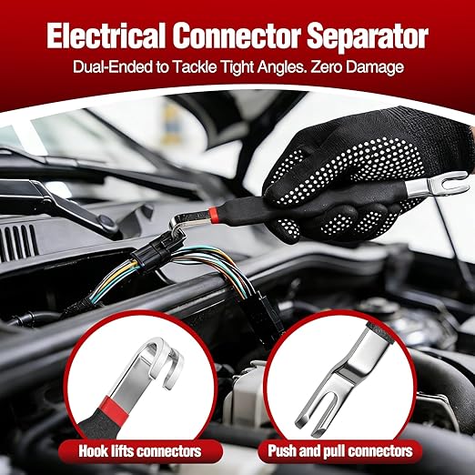 9 PCS Electrical Disconnect Pliers for Cars, Electrical Connector Removal Tool and Connector Removal Tools, Relay Puller & Hose Removal Pliers,Panel Clip Remover & Filter Caliper