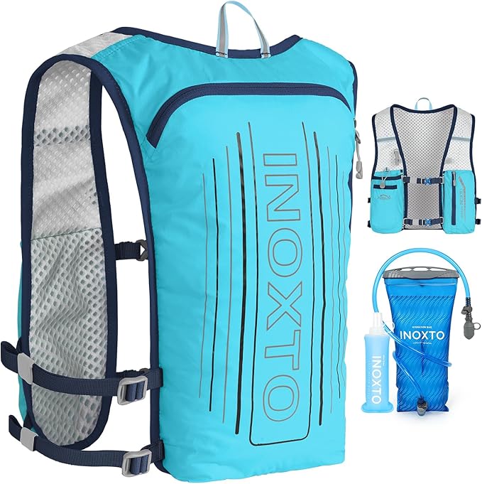 INOXTO Running Hydration Vest Backpack,Lightweight Insulated Pack with 1.5L Water Bladder Bag Daypack for Hiking Trail Running Cycling Race Marathon for Women Men