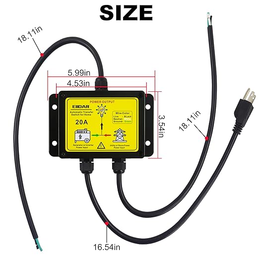 ATS AC120V 20 Amp Auto Transfer Switch，Transfer Switch for Home Generator，Automatic Transfer Switches.