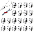 20Pcs M3 Stainless Steel Single Wire Rope Clips, Simplex Bolt Cable Clamp for 1/16in-1/8in Diameter Wire Cable for Picture Hanging Christams String Light, Free Wrench