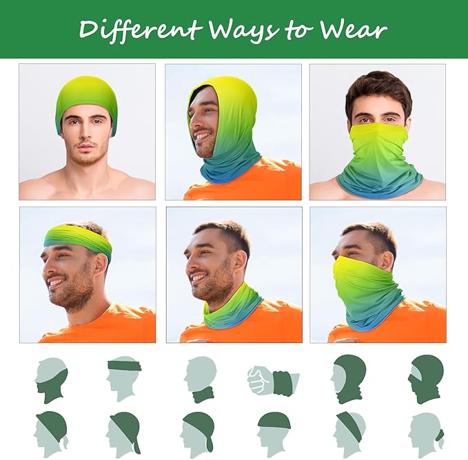 Geyoga 6 Pieces Summer UV Protection Cooling Neck Gaiter Face Clothing Neck Gaiter Mask Scarf Sunscreen Breathable Bandana