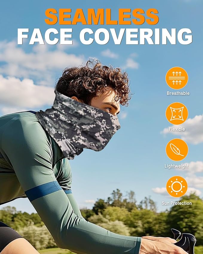 4Pack Neck Gaiter for Men Women Face Cover Mask Head Wrap Balaclava Headwear Bandana Headband Magic Scarf