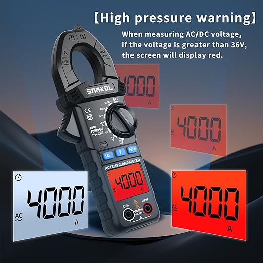 Digital Multimeter Tester 4000 Counts Amp Clamp Meter with 35mm Jaws for AC/DC Voltage and AC Current Meter, Resistance, Diode Capacitance, Continuity, Frequency, NCV Auto-Ranging