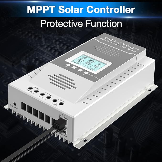 MPPT Charge Controller 100 amp 12V/24V Auto, 100A Solar Panel Charge Regulator with Blacklight LCD Display Max 100V for Lead-Acid Sealed Gel AGM Flooded Lithium Battery