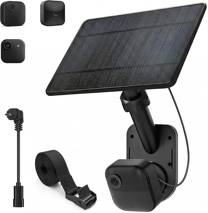 6W Solar Panel Charging Mount Compatible with Blink Outdoor 4 (4th Gen)/2k+/Outdoor XT3/XT2/XT, 360° Swivel + 90° Tilt Adjustable,IP67 Solar Charger, Internal Battery Power Supply for Blink Cam