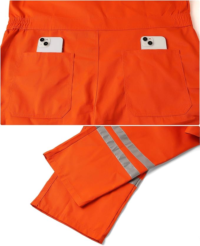 Men's Work Coverall High Visibility Overalls Mechanics Coveralls Workwear Jumpsuit with Multi Pockets