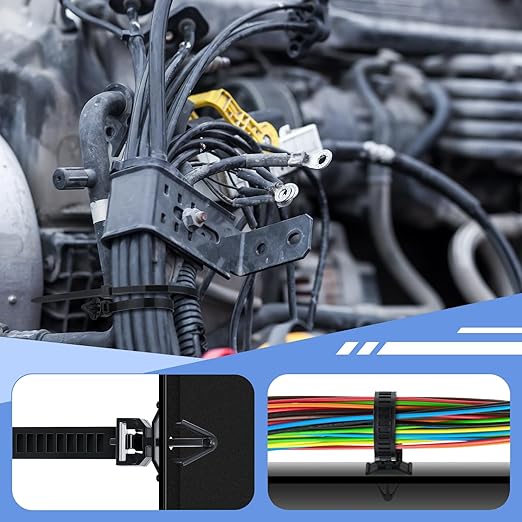 200pcs Car Wire Loom Routing Clips Push Mount Cable Tie Assortment 15 Sizes Cable Zip Tie with Car Wire Loom Routing Clips Universal Wiring Harness Clip Replacement Parts for Automotive
