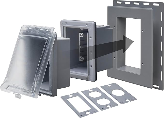 TayMac MR420CG 1-Gang Recessed Enclosure Extra Duty, 6-in-1 Nonmetallic Weatherproof in-Use Cover, Horizontal/Vertical, Gray (Pack of 4)
