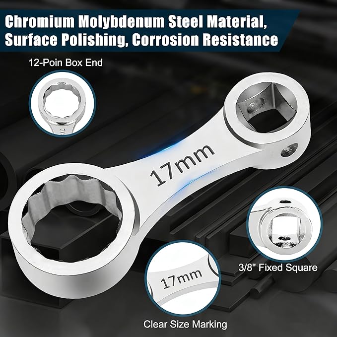 Torque Adapter Set Metric 12-PCS, Includes 10, 11, 12, 13, 14, 15, 16, 17, 18, 19mm Torque Wrench Adapter, 12 Point Torque Extender Adapter with 1/2" + 1/4" Drive Converters
