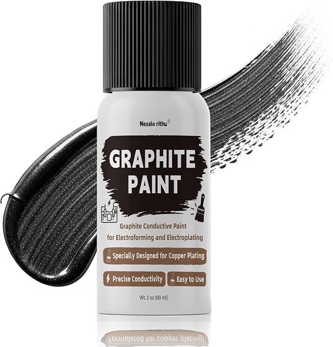 Conductive Paint, Graphite Conductive Paint for Electroforming and Electroplating, Copper Conductive Paint for DIY Projects, GraphitePaint – Suitable for 3D Prints, Resin Models & More – 2oz 60ml