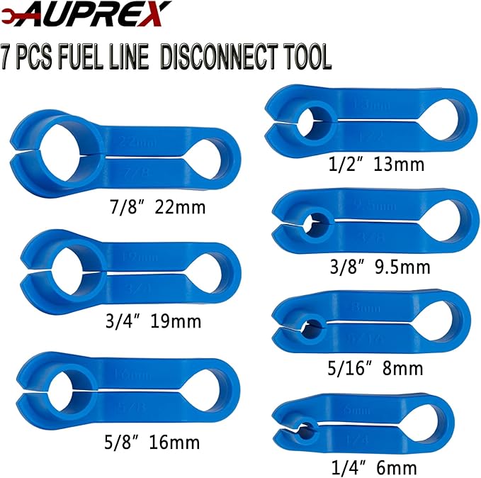 7PCS AC Fuel Line Disconnect Tool Set for Most Ford/GM/Chrysler/Mazda,Includes 1/4 5/16 3/8 1/2 5/8 3/4 7/8 Inch Transmission Oil Cooler Line Quick Disconnect Kit Fuel Line Removal Tool