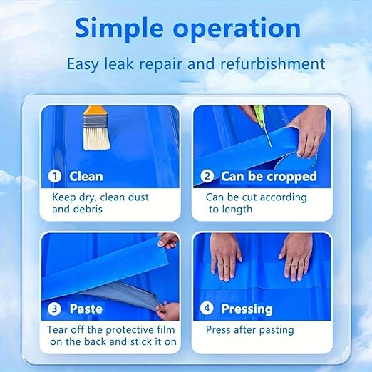 Heavy Duty Industrial roof Waterproof Tape, Suitable for Metal Surfaces, Corrugated Roofs, and Iron Plates - Durable, high-Grade sealant, Industrial roof Maintenance (Blue, 7.874in*393.7in)