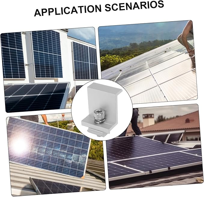 balacoo 12pcs Metal Solar Panel Bracket Clips and Easy to Install Solar Panel Rack Clips for Household and Outdoor Use Compatible Various Photovoltaic Systems