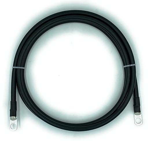End Game 4 Gauge Marine Grade Battery Cables, USCG and ABYC Approved, 1-15ft Lengths, Heavy Duty Tinned Lugs, Fully Assembled and Made in The USA (3ft,Single Black, 3/8” Lugs)