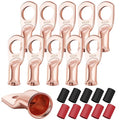 XHF 10PCS 6 AWG-3/8 Heavy Duty Battery Lugs with 3:1 Heat Shrink Tubing, Ring Terminals Battery Cable Ends Copper Eyelets Electrical Battery Connectors