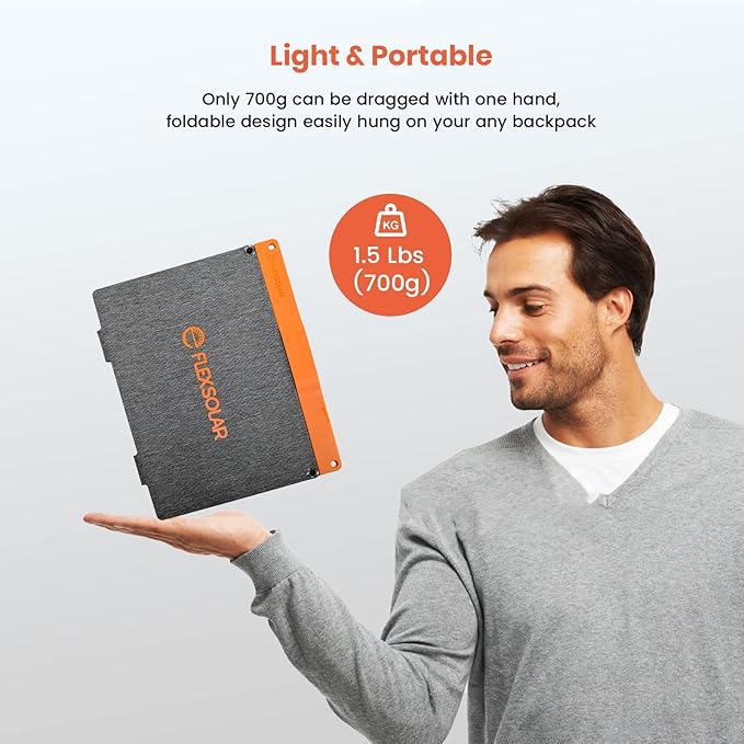 FlexSolar 20W Portable Solar Panel, High-Efficiency Monocrystalline PV Module Power Charger with Dual USB Ports for Phones, Tablets, Power Bank, Camera and Other Off-Grid Applications
