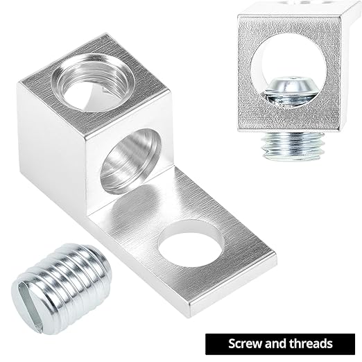 QWORK Aluminum Alloy Mechanical Lugs, Terminal Mechanical Lug, Set of 50, Tin Plated with High-Strength Low-Resistance Structure