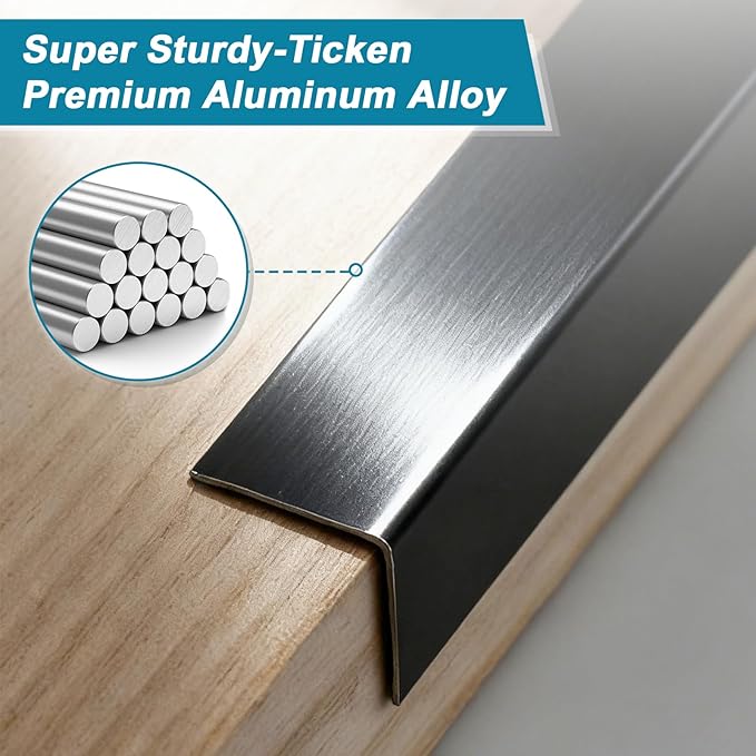 Raytano 4Pcs 45"L ×1"W Self Adhesive Metal Black Corner Protectors, Modern Aluminum Wall Corner Guards for Wall Door Furniture Cabinet Baseboard Frame Protection and Decoration (Size:45" x 1",Black)