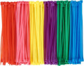 QDiShi 600pcs Small Colored Zip Ties 6 Inch Multi-Color Zip Wire Tie for Deco Mesh Wreath Supplies, Colorful Plastic Ties Yellow, Blue, Red, Green, Pink, Purple Zip Ties (100 per color)