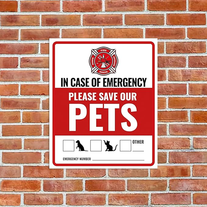 12Pcs Pets Inside Fire Rescue Sticker - 12x10cm Emergency Pet Alert Safety Decal for Doors, Vinyl Adhesive Smoke Alarm Warning Sign for Firefighters (Rescue Retriever)