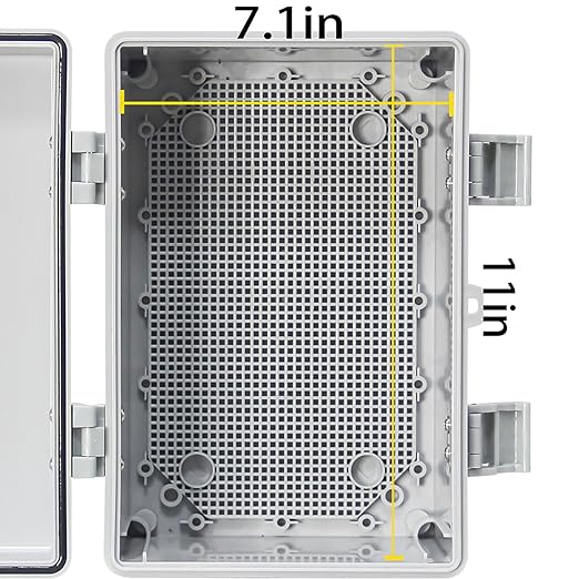 Waterproof Junction Box, Outdoor Electrical Box with Mounting Plate, ABS Plastic Engineering Enclosure Outdoor and Indoor Usage Project Box Gray Cover 11.8"x7.8"x6.6"