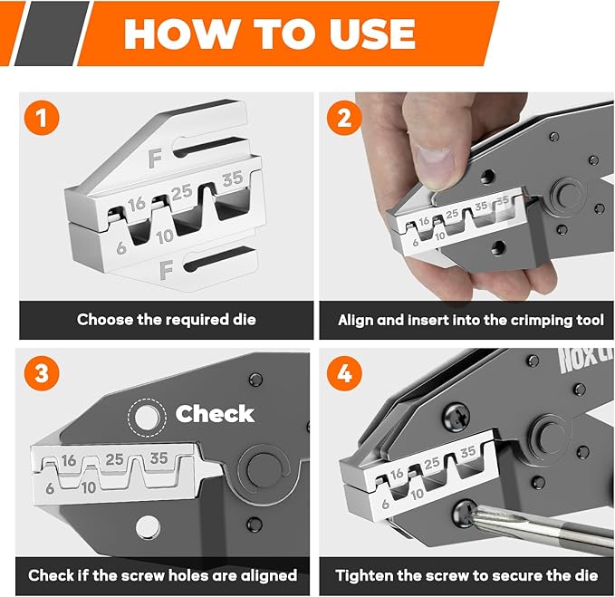 Crimping Die for Larger Diameter Ferrule Terminals - 10-2 AWG