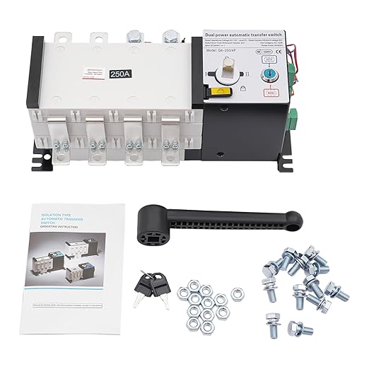 Dual Power Automatic Transfer Switch 63A 2P/4P 110V Generator Changeover Switch Tool Electronic Power Circuit Breaker Controller 50HZ/60HZ (4P/250A Black)