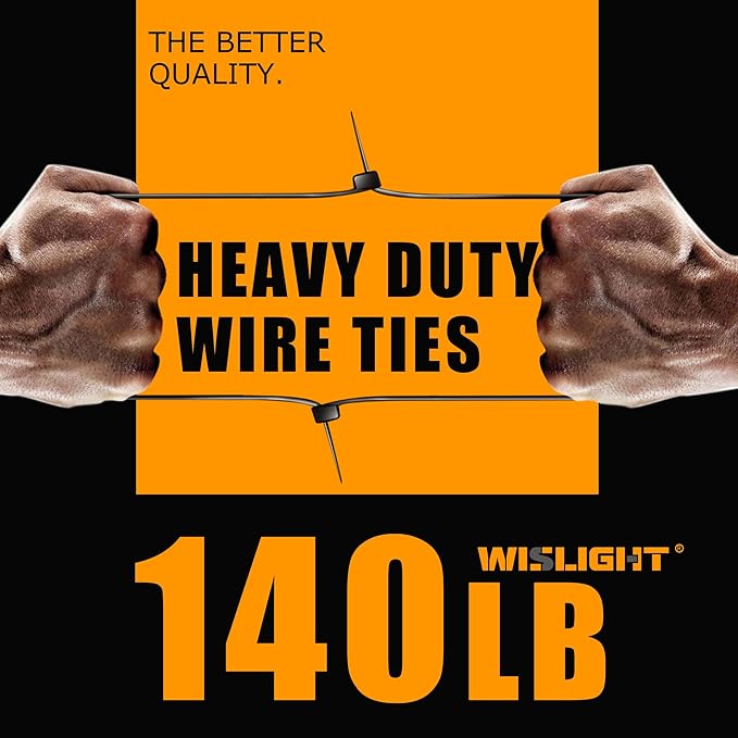 Black Zip Ties140 Pounds Tensile Strength18 Inchx0.3 Inch 100 pcs, Heavy Duty Wire Ties,Extra Long Tie Wraps,Industrial Multi-Purpose UV Resistant Nylon Cable Zip Tiess (18" 140lb / Black)