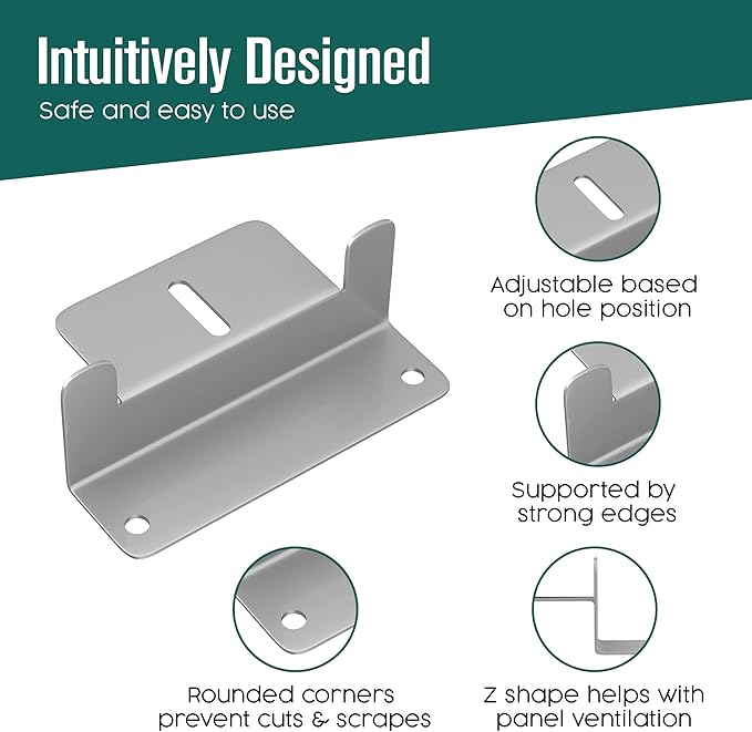Solar Panel Mounting Brackets, Solar Panel Mount, Z Bracket, Z Brackets for Mounting, Roof, RV, Trailer, Rack, Wall, Home, Off Grid, Boat, Camping, Setup, Aluminum, Installation Hardware Kit, 16 PC