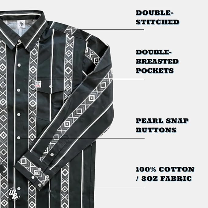 WoahBros FR Shirts for Men, 8oz Midweight Flame Resistant Welding Shirt, 100% Cotton, Pearl Snap Buttons - CAT2/NFPA2112