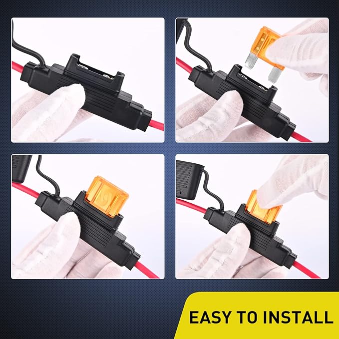 Nilight 2PCS Inline Maxi Fuses Holder 10 Gauge AWG Tin Plated Copper 12V Holder 30A 40A Maxi APX IP67 Waterproof Maximum 60A Fuse Link for Car Truck Marine Boat