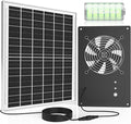 Solar Powered Fan with Battery & Timer, 25W 15000 mAh 3500RPM High-Speed Small Solar Exhaust Fan for Chicken Coop, Greenhouse, Shed, Vent, Doghouses, Windows, Outside Rainproof