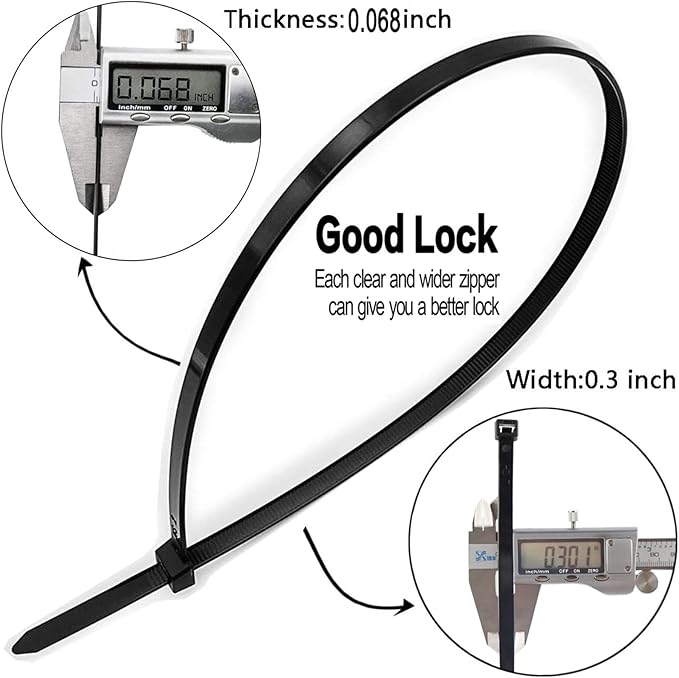 Long Zip Ties Heavy Duty 24 inch, Large Zip Ties with 175 lbs Tensile Strength, Big Cable Ties, Black, 45 Pack, by AGAOTIAN