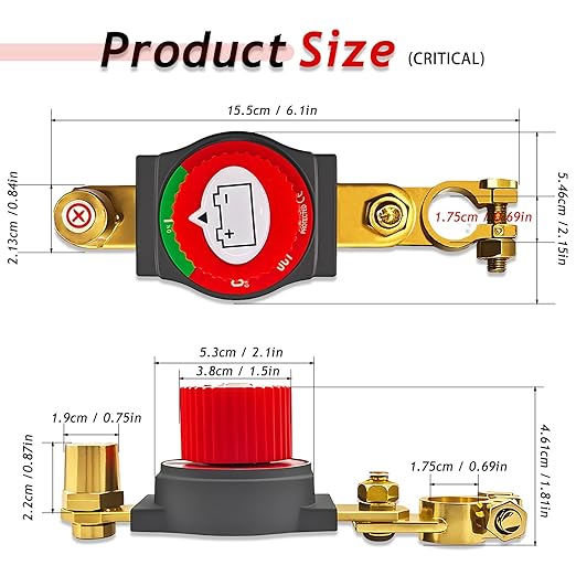 2025 New Top Post Battery Disconnect Switch,12-48V Car Battery Kill Switch,Suitable for 17-18 mm terminals,Battery Disconnect Switches are Mainly Used in Automobiles, Rvs, Boats, Solar Panels