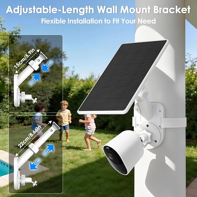 Adjustable Wall Mount for Cameras & Solar Panels, Universal 2-in-1 Security Bracket for Ring/Blink/Eufy/Arlo/Wyze/Reolink Solar Panel and Cam, with Ring Stick Up/Outdoor Plus/Spotlight Cam/Plus/Pro