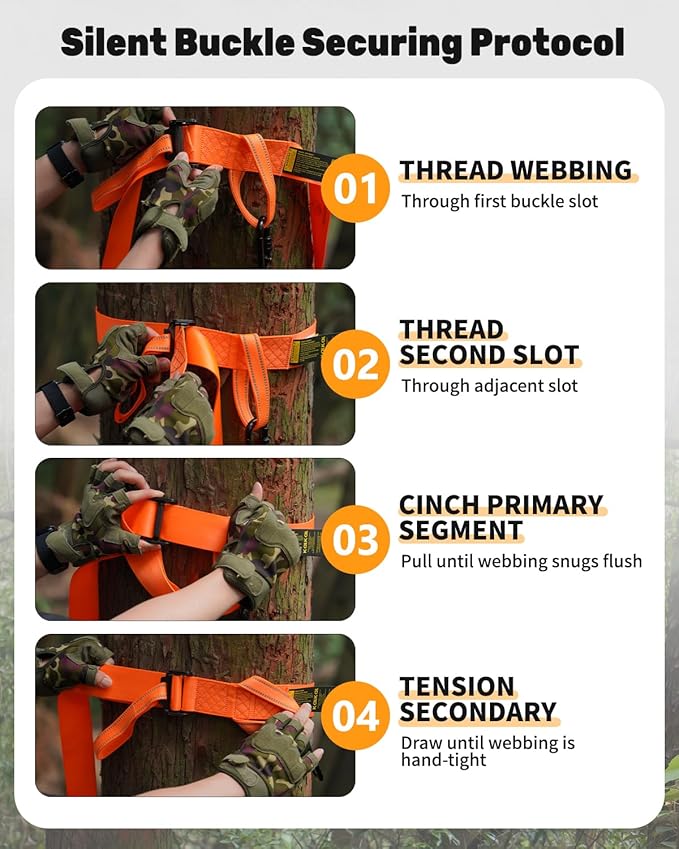 Kalkal 3 Pcs Heavy-Duty Tree Stand Harness Strap, Quick-Connect Treestrap for Tree Stand Harness Comfortable Hunting Gear