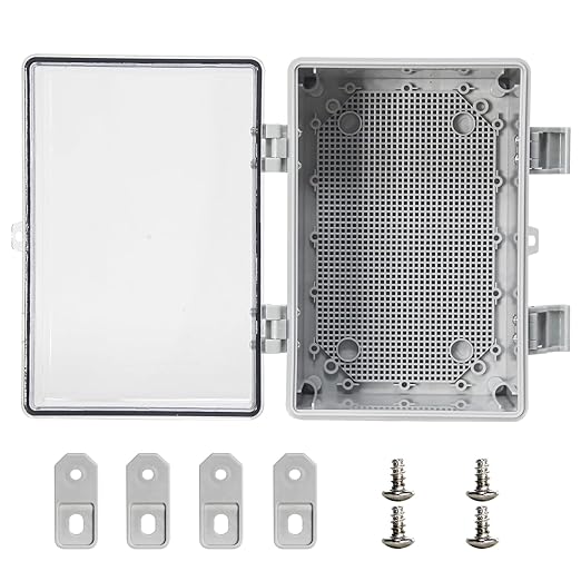 Junction Electrical Box, Outdoor Waterproof Electrical Box with Mounting Plate, ABS Plastic Engineering Enclosure Outdoor and Indoor Usage Project Box Clear 11.8"x7.8"x6.6"