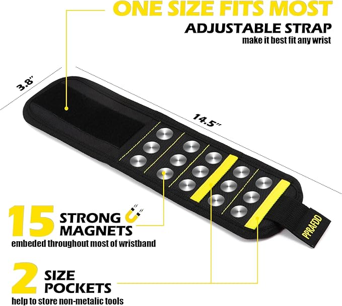 Magnetic Wristband for Holding Screws, Drill Bits, Nails, Valentine's Day, Father's Day Gifts for Handyman, Husband, Dad, Grandpa, Stocking Stuffers for Adults, Cool Gadgets for Christmas