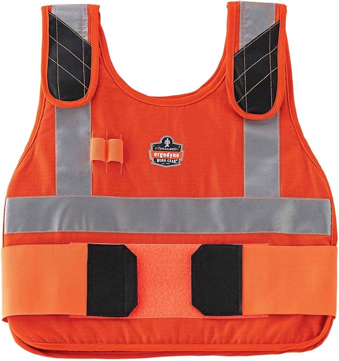 Replacement Vest for Ergodyne Chill Its 6215, Vest Only, Cooling Ice Packs Sold Separately, S/M, Orange