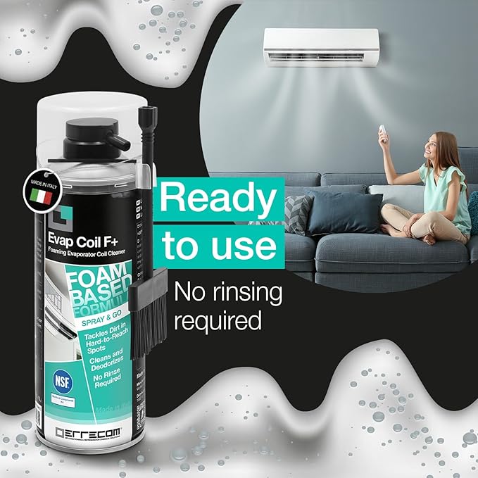 ERRECOM Evap Coil F+, Air Conditioner Foam Cleaner, NSF Certified (K4), 400 mL Aerosol Can