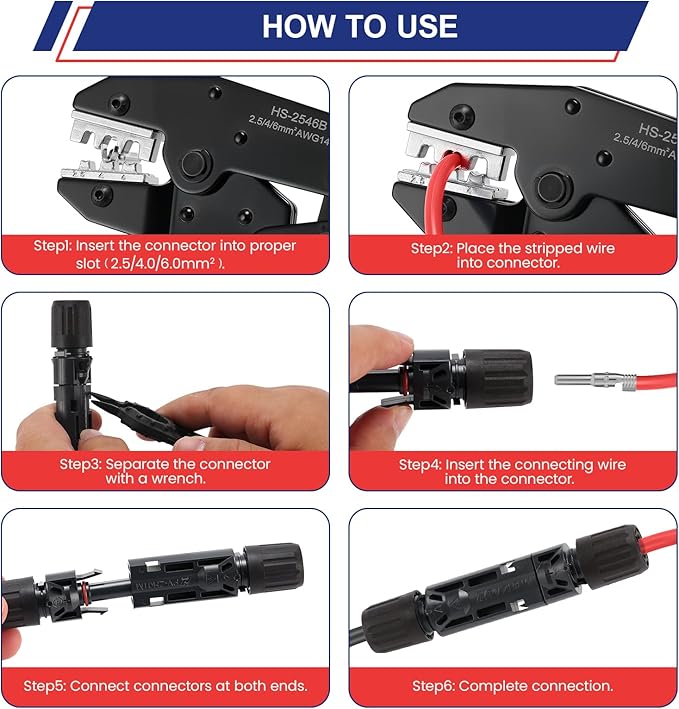 Measureman Solar Crimping Tool Kit, 16 Pieces with Crimper, 13 Pairs Connectors, 2 Pairs Spanner Wrench