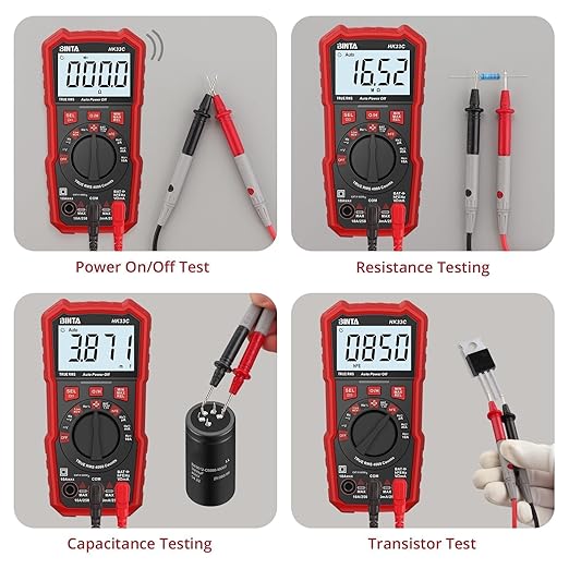BINTA Digital Multimeter 4000 Counts TRMS NCV Auto-Ranging Voltmeter Multimeter Tester | AC/DC Current Voltage Meter | Measures Voltage, Resistance, Capacitance, Duty Ratio, Continuity for Automotive