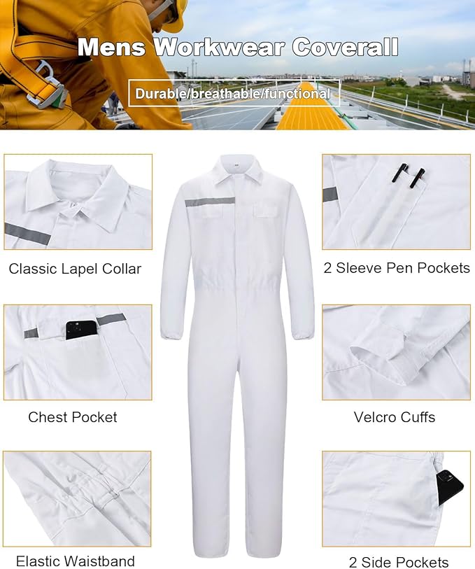 Mens Workwear Coveralls Work Mechanic Jumpsuits Long Sleeve Coverall Work Wear Multi Pockets