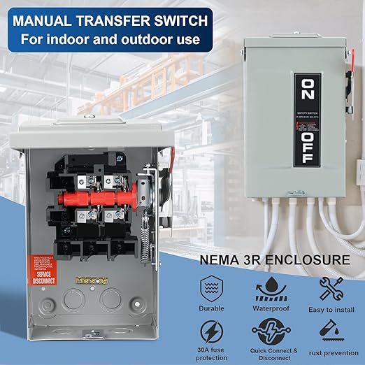 2P 30Amp 120V/240V General Duty Safety Switch,Disconnect Switches Box,Quick Disconnect Safety Switch
