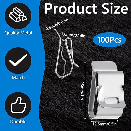 100 Pcs Stainless Steel Cable Cord S Clips Solar Panel Cables Photovoltaic Double Wire Trailer Wire Clips for PV Wiring Boat Frame Management Clip, 0.2 Inch to 0.3 Inch in Rope Capacity, Silver