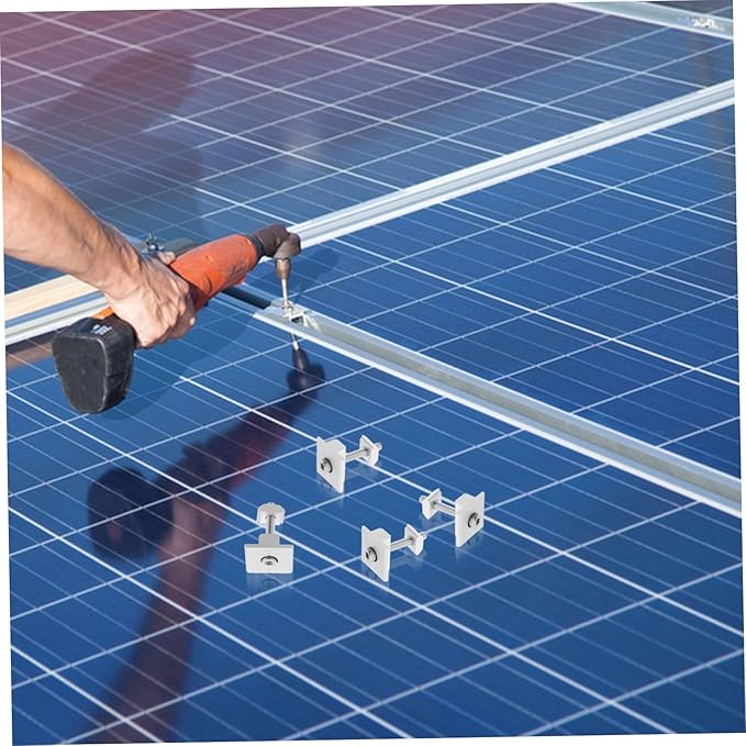 4pcs Aluminum Alloy Solar Panel Mid Clamps for Solar Panel Mounting Rv Flat Roof Mount Holder Stands