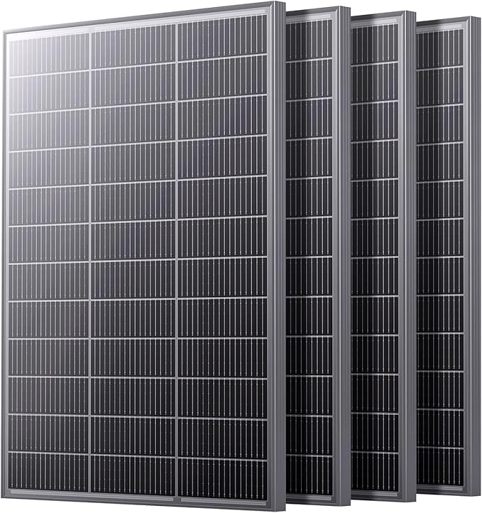 N-Type 16BB 400 Watt Solar Panel, 4×100W Solar Panels, 25% High Efficiency Monocrystalline PV Modules, Compact Space-Saving for 12V/24V/48V Systems, RV, Rooftop, Off-Grid & Home Backup