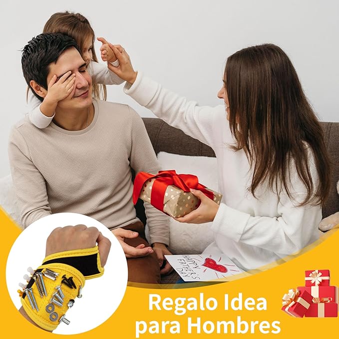 Magnetic Wristband with Super Strong Magnets Holds Screws, Nails, Drill Bit. Unique Wrist Support Design Cool Handy Gadget Gift for Fathers (B)