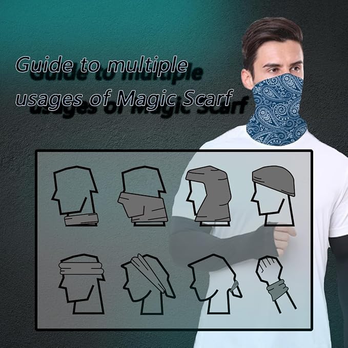 Neck Gaiter Face Cover Bandana Mask Scarf, Breathable Sun& Dust-proof for Cycling Running Fishing Hiking